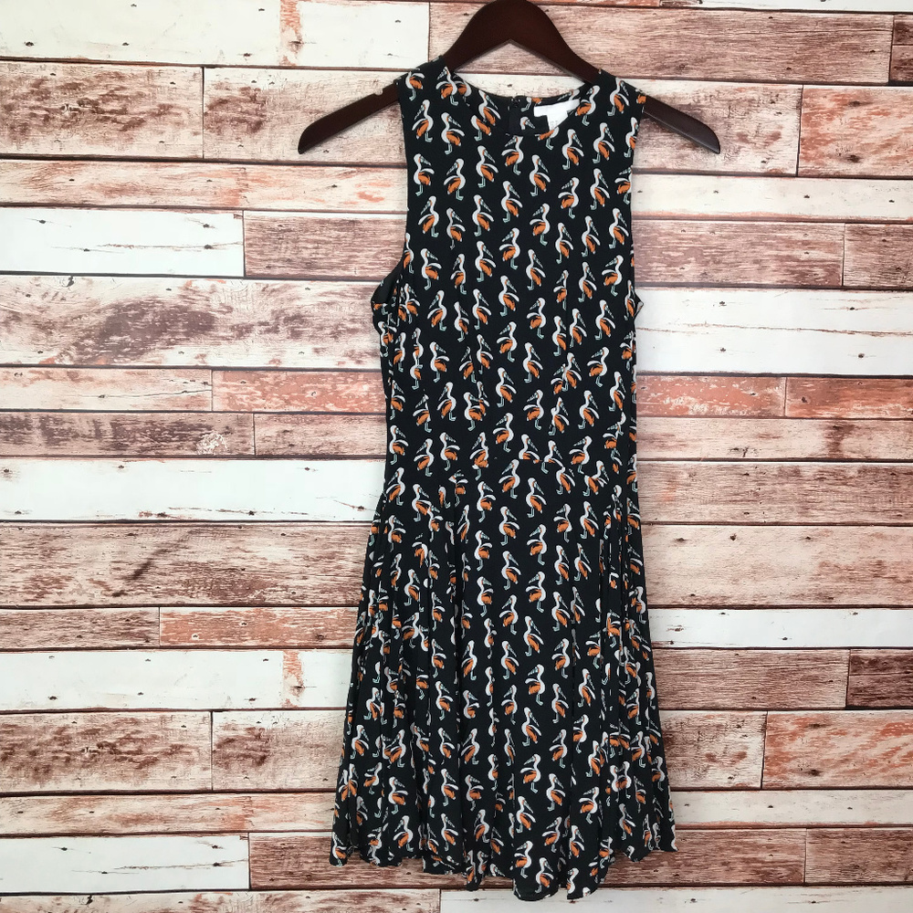 H&M Fit & Flare Pelican Print Halter Dress Size 2
